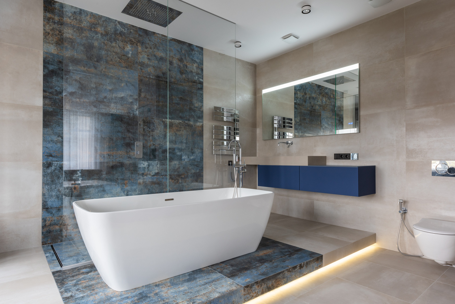 Modern Bathroom Interior with Freestanding Bathtub
